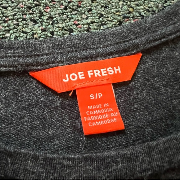 JOE FRESH Grey Long-Sleeve Jersey Stretch Modest Dress Ruffle Hem Bell Sleeve S - Picture 14 of 16